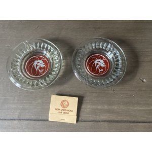 2 Vintage MGM Hotel Ashtray With A Unused Book Of MGM Logo Matches